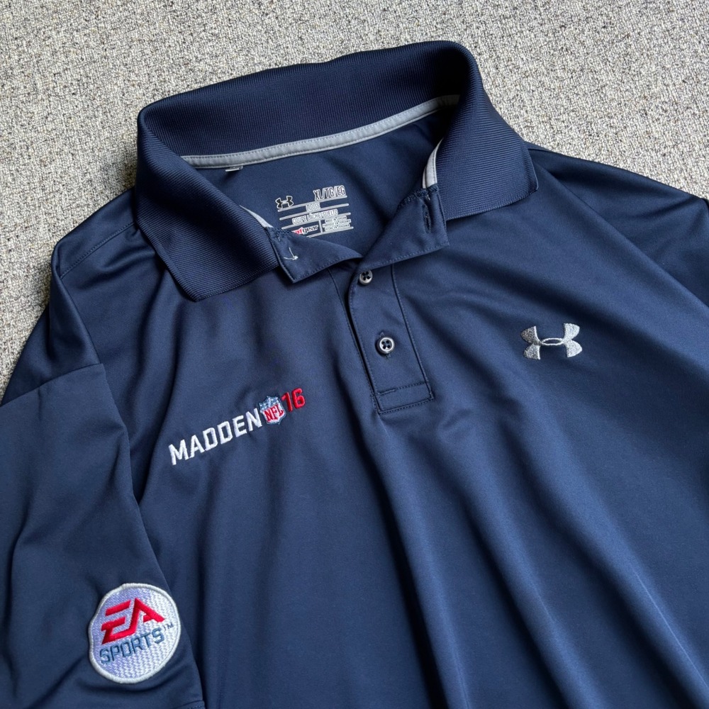 Under Armour Polo Mens XL Navy Madden 16 EA‎ Sports HeatGear Performance Shirt